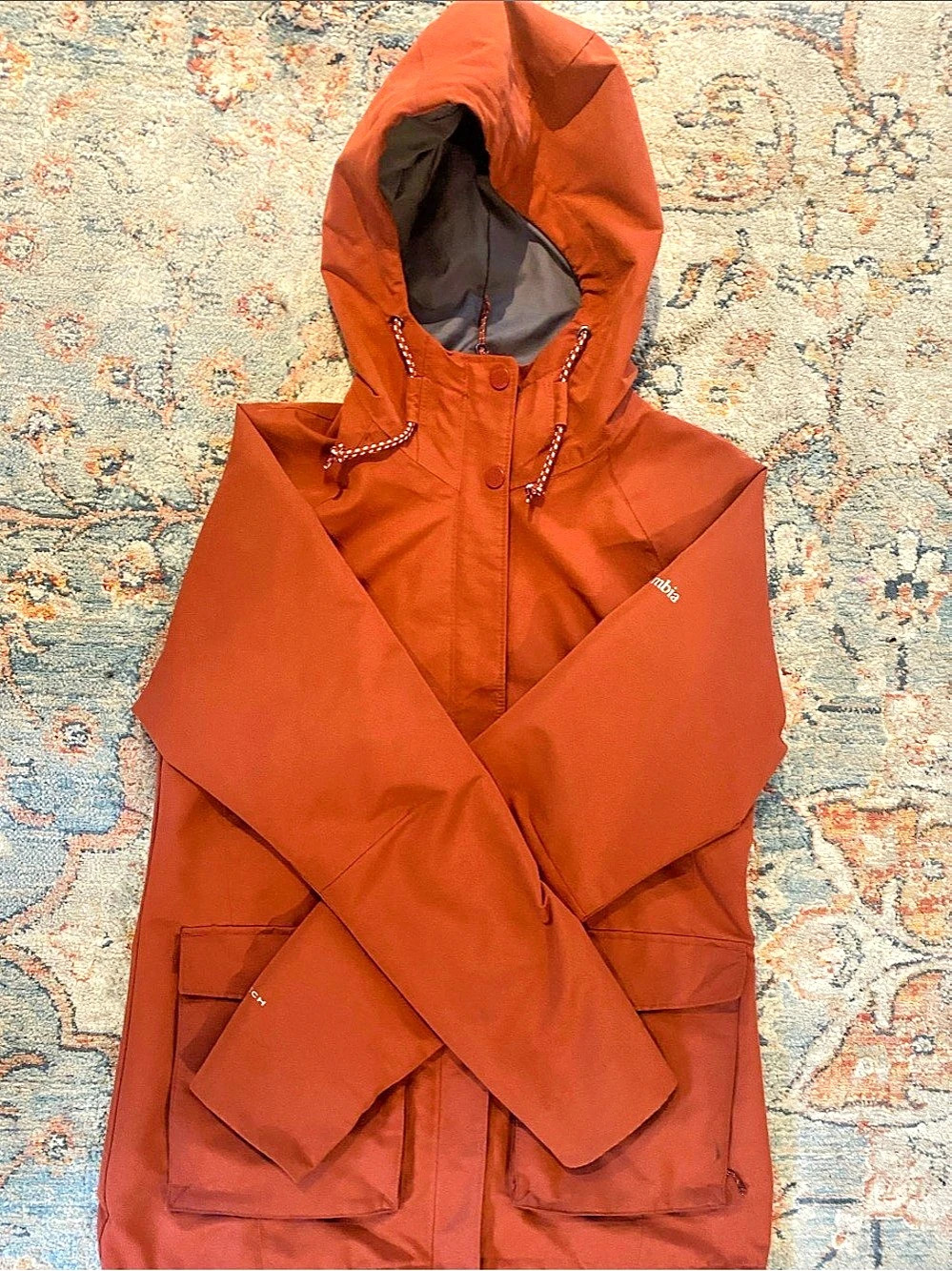 Columbia Omni-Tech Hooded Rain Jacket Rust Size XS
